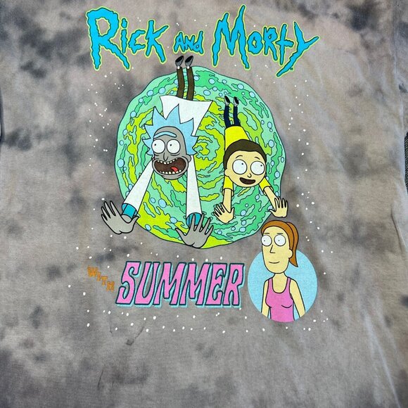 Rick And Morty T Shirt Large Tie Dye Gray Summer Graphic Adult Swim - Picture 2 of 8